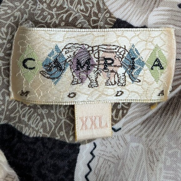 CAMPIA MODA Tan Beige Brown Short Sleeve Tropical Button Shirt; Size XXL - Picture 4 of 5